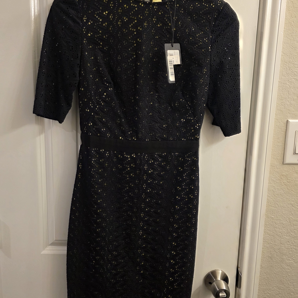 Ted Baker London Black Eyelet Long Sleeve Dress